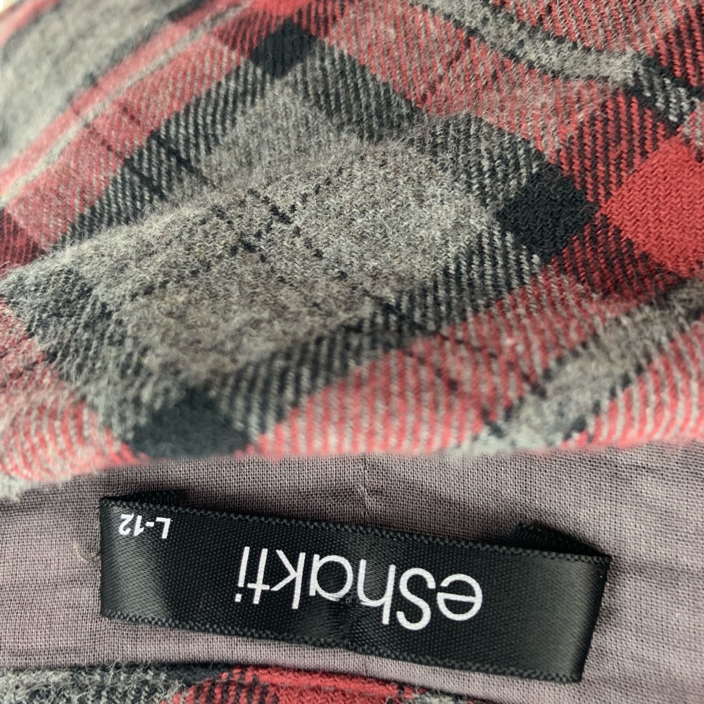 Eshakti Asymmetric Hem Cotton Plaid Sheath Dress - Picture 5 of 6
